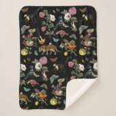 ヴィンテージ暗色植物野生動物 シェルパブランケット (正面)