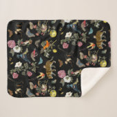 ヴィンテージ暗色植物野生動物 シェルパブランケット (正面(横))