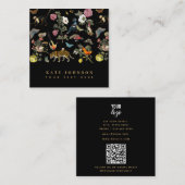 ヴィンテージ暗色植物野生動物 スクエア名刺 (正面/裏面)