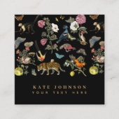 ヴィンテージ暗色植物野生動物 スクエア名刺 (正面)