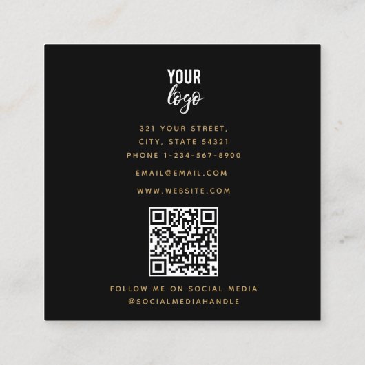 ヴィンテージ暗色植物野生動物 スクエア名刺 (裏面)