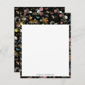 ヴィンテージ暗色植物野生動物 ノートカード (正面/裏面)