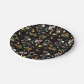 ヴィンテージ暗色植物野生動物 ペーパープレート (アングル)