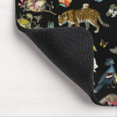 ヴィンテージ暗色植物野生動物 マウスパッド (コーナー)