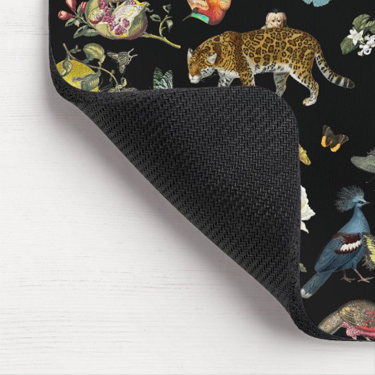 ヴィンテージ暗色植物野生動物 マウスパッド (コーナー)