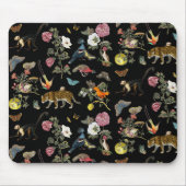 ヴィンテージ暗色植物野生動物 マウスパッド (正面)