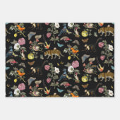 ヴィンテージ暗色植物野生動物 ラッピングペーパーシート (正面3)