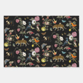ヴィンテージ暗色植物野生動物 ラッピングペーパーシート (正面)