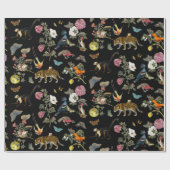 ヴィンテージ暗色植物野生動物 ラッピングペーパー (フラット)