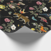 ヴィンテージ暗色植物野生動物 ラッピングペーパー (角)