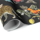 ヴィンテージ暗色植物野生動物 ラッピングペーパー (ロールコーナー)