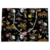 ヴィンテージ暗色植物野生動物 ラージペーパーバッグ (正面)