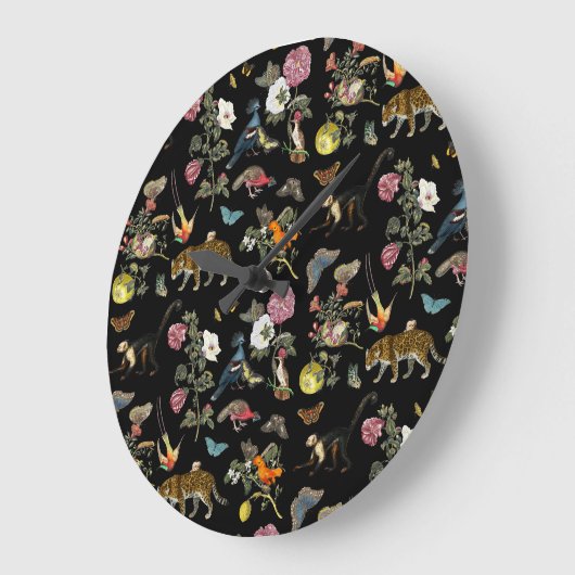 ヴィンテージ暗色植物野生動物 ラージ壁時計 (傾斜)