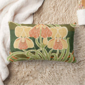 ヴィンテージ曲線の花のアールヌーボー ランバークッション (ブランケット)