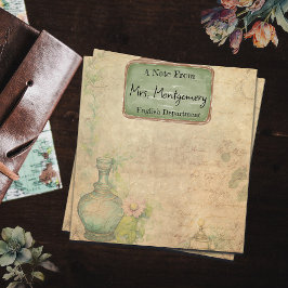 ヴィンテージ書き込み用紙、先生からのメモ、フローラ ノートパッド