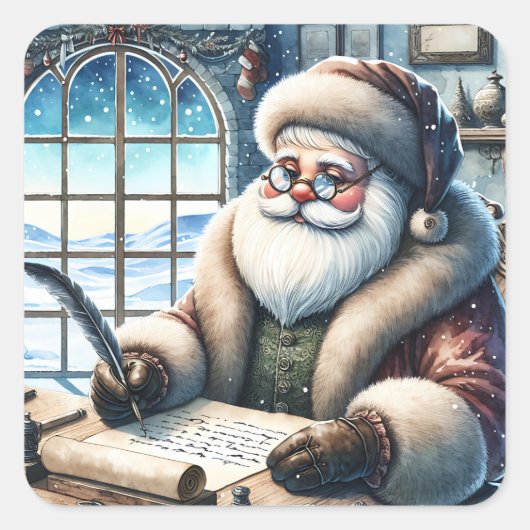 ヴィンテージ書のクリスマスレター スクエアシール (正面)