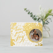 ヴィンテージ書の愛、喜び、平和1写真 箔シーズンポストカード (立ち正面)