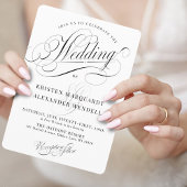 ヴィンテージ書スクリプト白黒結婚の 招待状