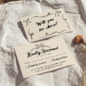 ヴィンテージ書ハユニークド結婚ボウ 出欠カード