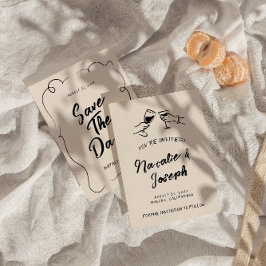 ヴィンテージ書ハンドクモダンロ結婚ー セーブザデート