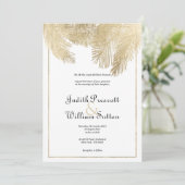 ヴィンテージ書ホワイト金ゴールド結婚フローラ 招待状 (スタンド正面)