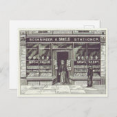 ヴィンテージ書店スケッチ1891はがき ポストカード (正面/裏面)