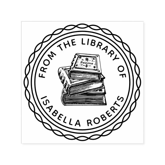 ヴィンテージ書庫から手書きの本を回して セルフインキングスタンプ (デザイン)