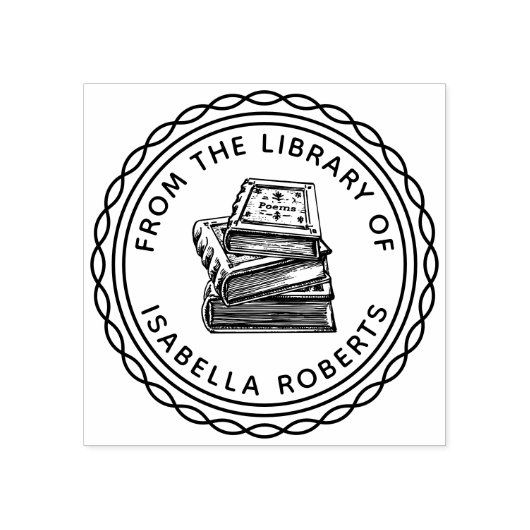 ヴィンテージ書庫から手書きの本を回して ラバースタンプ (インプリント)