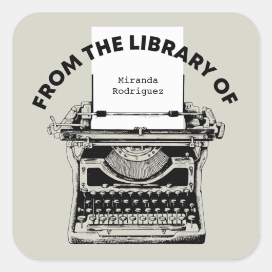 ヴィンテージ書庫の蔵書票 スクエアシール (正面)