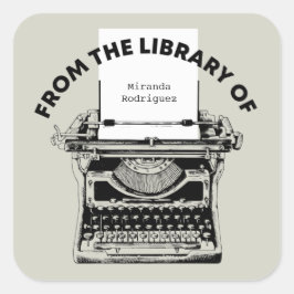 ヴィンテージ書庫の蔵書票 スクエアシール