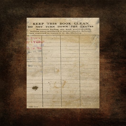 ヴィンテージ書庫カードスクラップブック紙