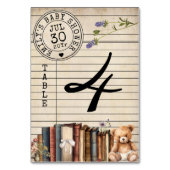 ヴィンテージ書庫カードブックスベイビーシャワーテーブルカード テーブルナンバー (正面)