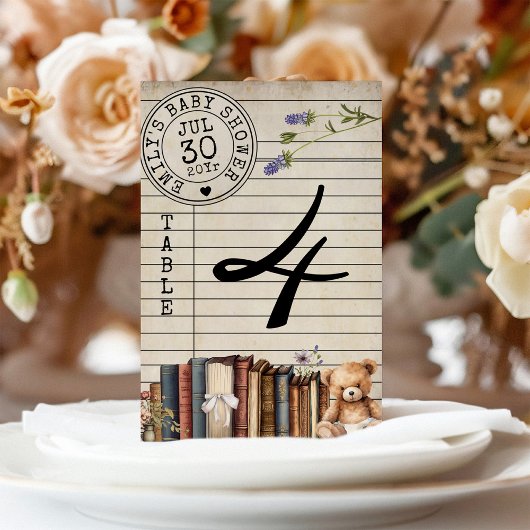ヴィンテージ書庫カードブックスベイビーシャワーテーブルカード テーブルナンバー