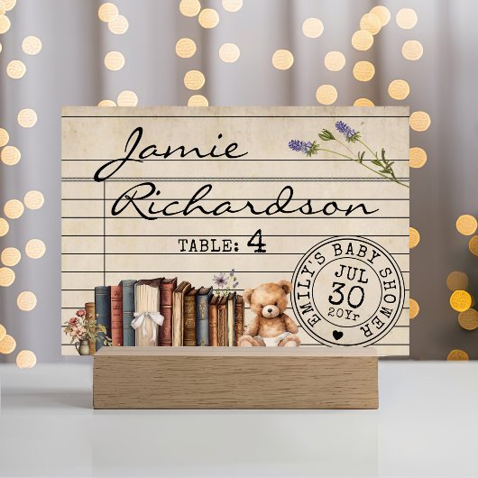 ヴィンテージ書庫カードブックスベビーシャワー座席表 プレイスカード