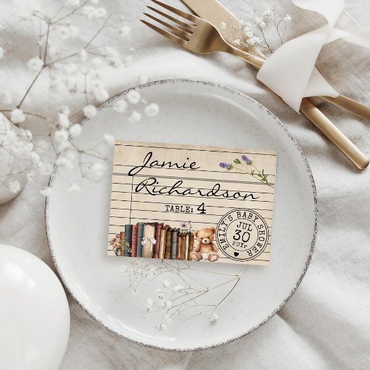 ヴィンテージ書庫カードブックスベビーシャワー座席表 プレイスカード