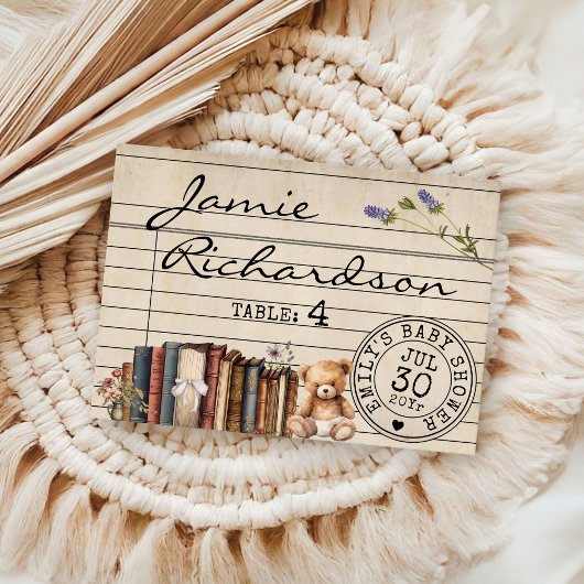 ヴィンテージ書庫カードブックスベビーシャワー座席表 プレイスカード