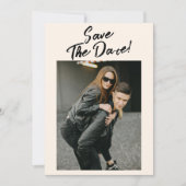 ヴィンテージ書手ユニークモダン写真結婚の セーブザデート (正面)