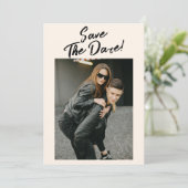 ヴィンテージ書手ユニークモダン写真結婚の セーブザデート (スタンド正面)