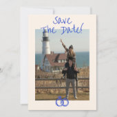 ヴィンテージ書手ユニークモダン写真結婚の セーブザデート (正面)