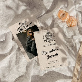 ヴィンテージ書手ユニークモダン写真結婚の セーブザデート