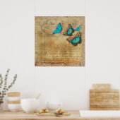 ヴィンテージ書蝶 ポスター (キッチン)