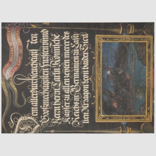 ヴィンテージ書道とランドスケープEphemera Decompage 薄葉紙 (正面)