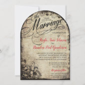 ヴィンテージ書道の台本が結婚花開く 招待状 (正面)