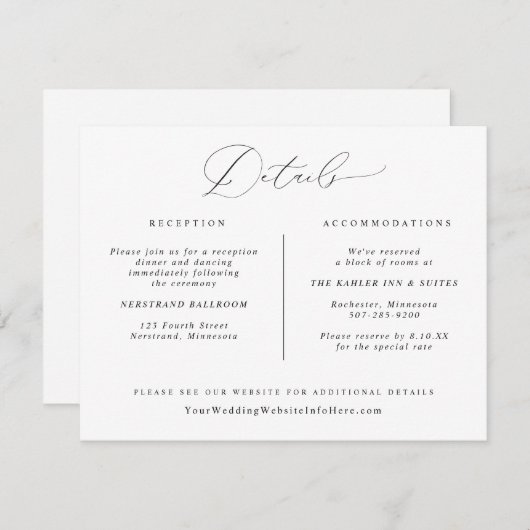 ヴィンテージ書道エレガントなウェディング詳細カード エンクロージャーカード