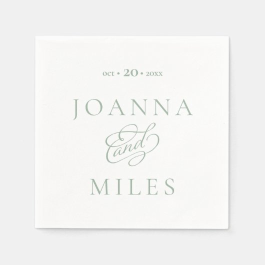 ヴィンテージ書道セージシンプル&エレガントな結婚式 スタンダードカクテルナプキン (正面)