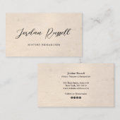 ヴィンテージ書道台本の経年背景正方形 名刺 (正面/裏面)