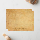 ヴィンテージ書道台本文字クラシックモノグラム ノートカード (正面/裏面インサイチュ)