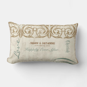 ヴィンテージ書風の渦巻き型エッチングされたコラージュ ランバークッション