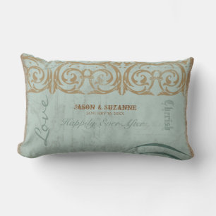 ヴィンテージ書風の渦巻き型エッチングされたコラージュ ランバークッション