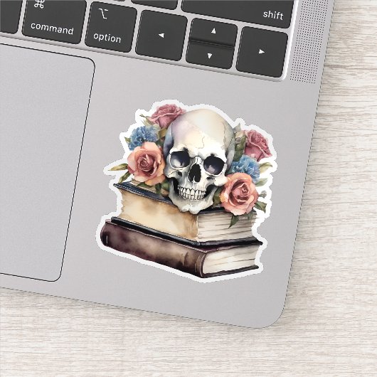 ヴィンテージ書(ゴシック体のスカルと花) シール (詳細)